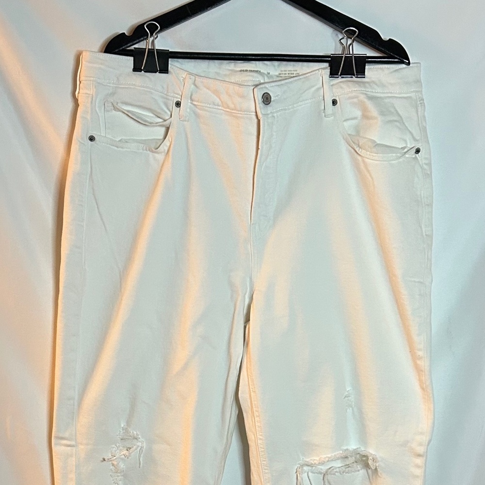 Old Navy Sky-Hi Extra High Waist Wide Leg Jeans White Size 18
